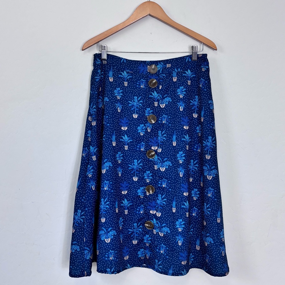 House Plants Novelty Print Button Down Midi Skirt Plant Lover Teacher